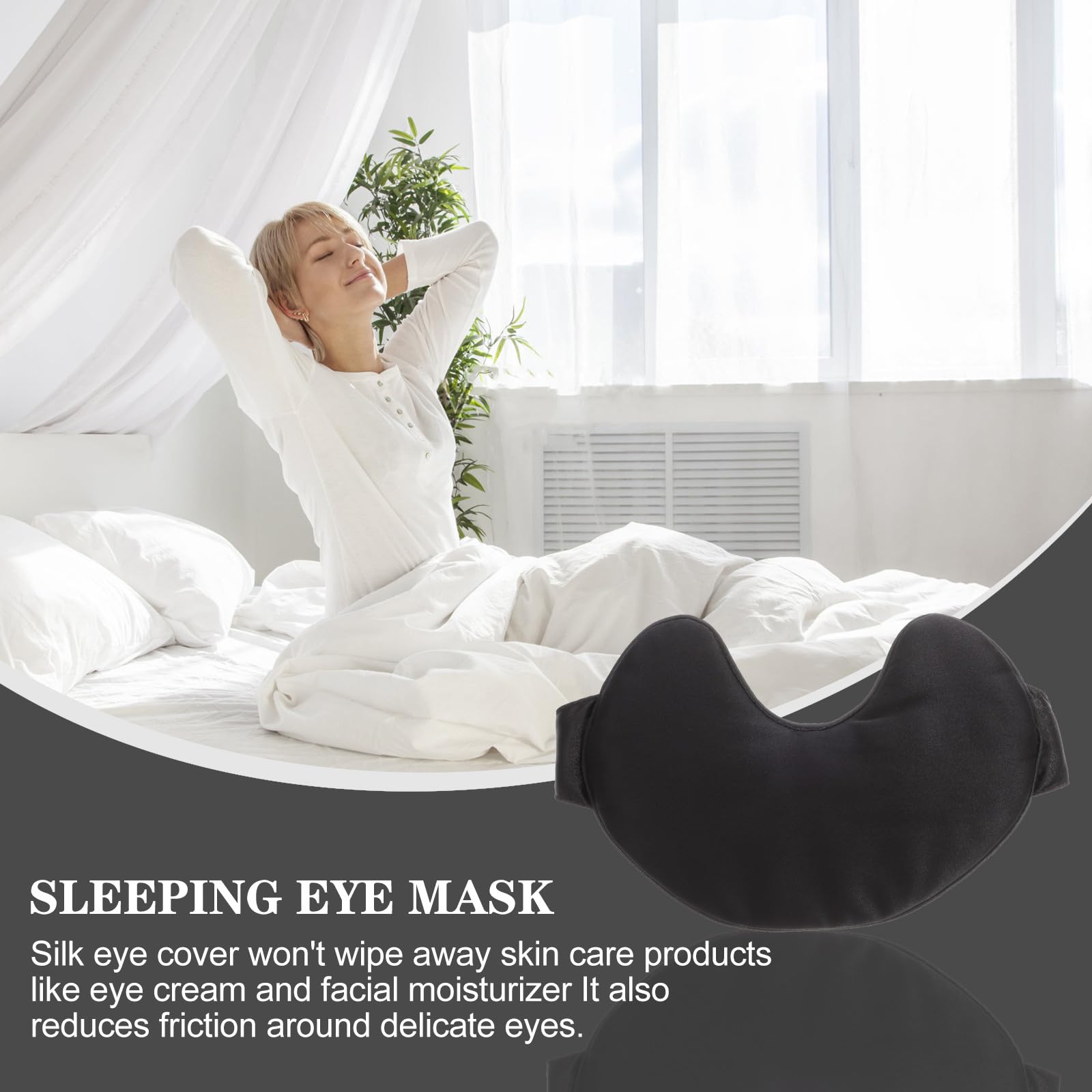 Masque de Sommeil en Soie et Coton Noir, Petit et Léger, Confortable à Porter pour Longs Déplacements en Train