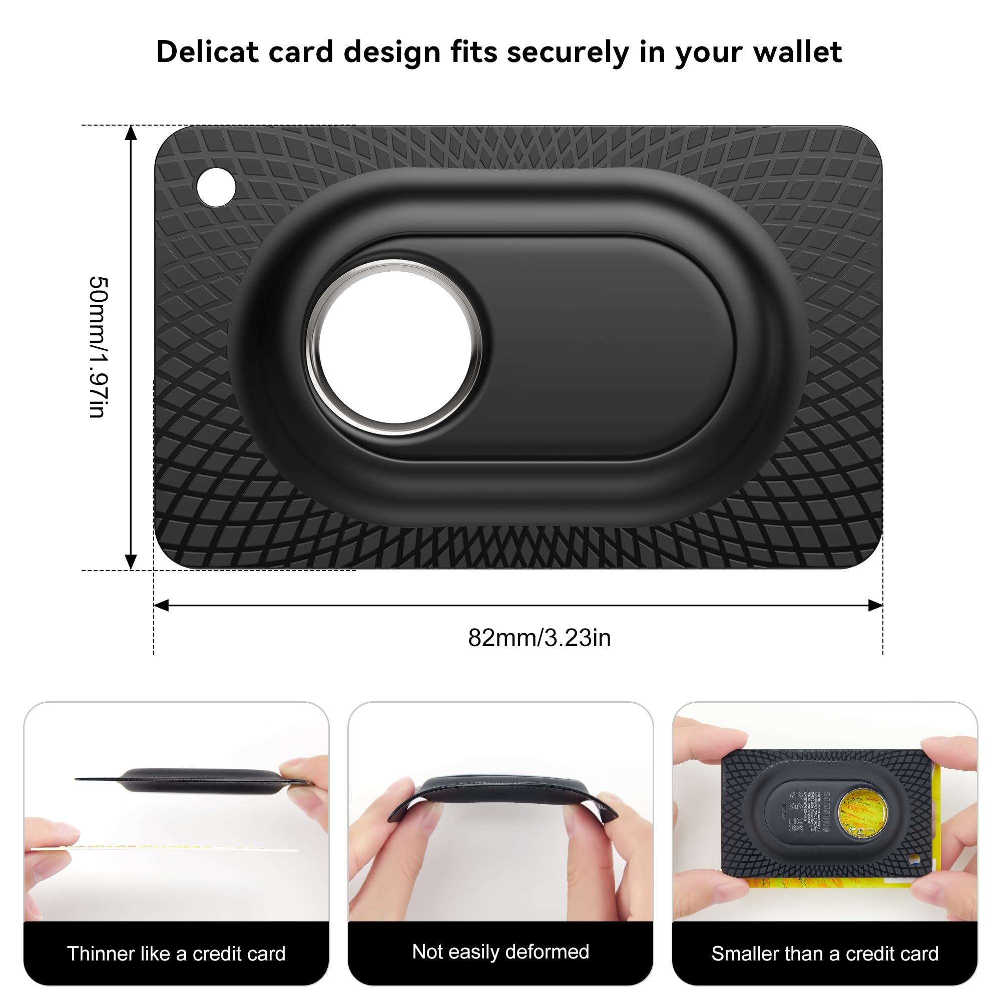 Yotommi Porta Tracker Samsung Galaxy SmartTag2 (2023) - Custodia A Portafoglio In Silicone - Sottile E Flessibile - Confezione Da 2 (Nero) - 4