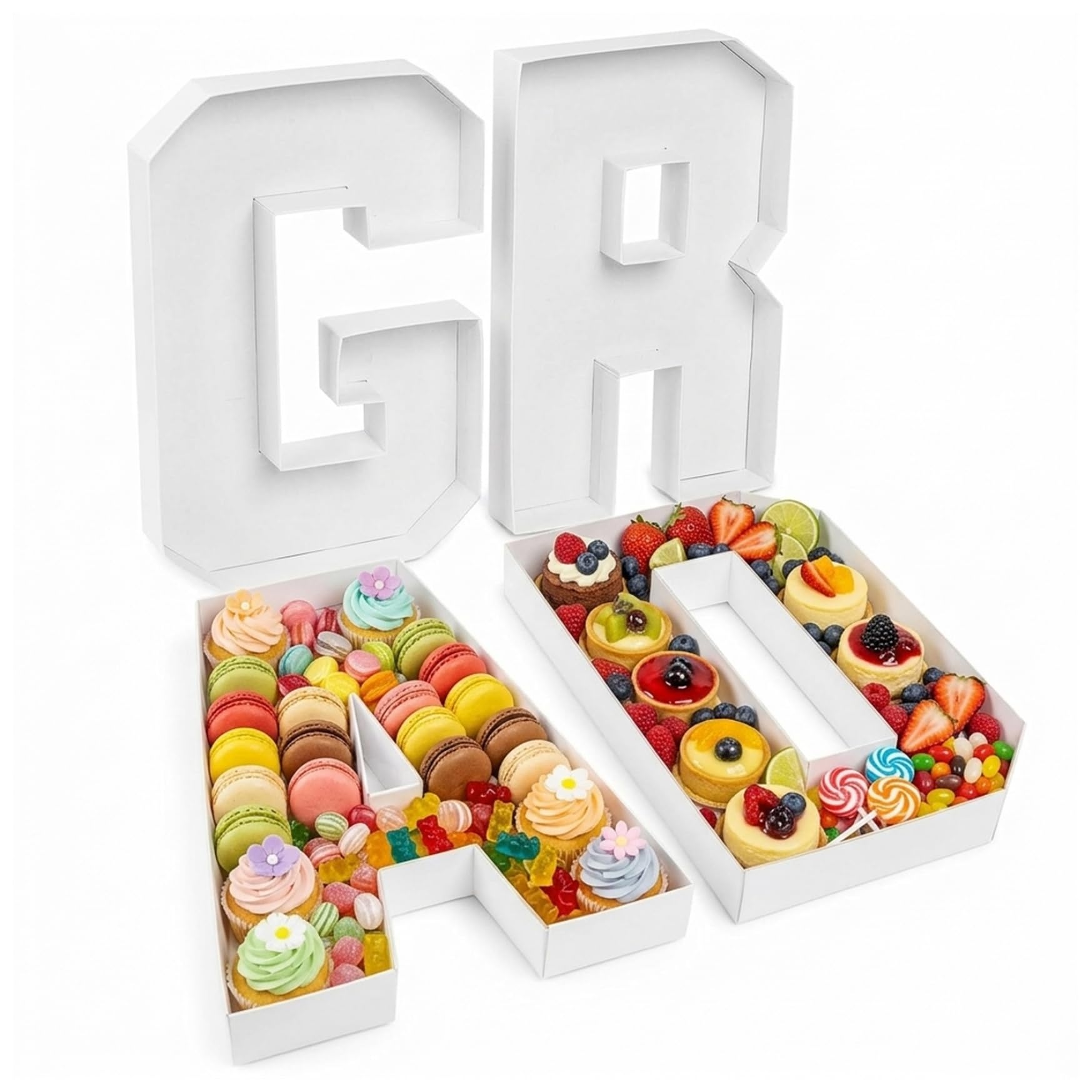 Plateaux à lettres en carton raffinés pour décoration haut de gamme de buffet