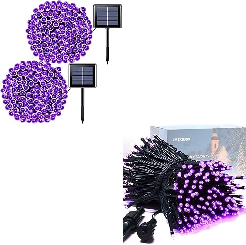 JMEXSUSS 200 luces solares púrpuras de Halloween del LED/200 luces de Halloween púrpura LED