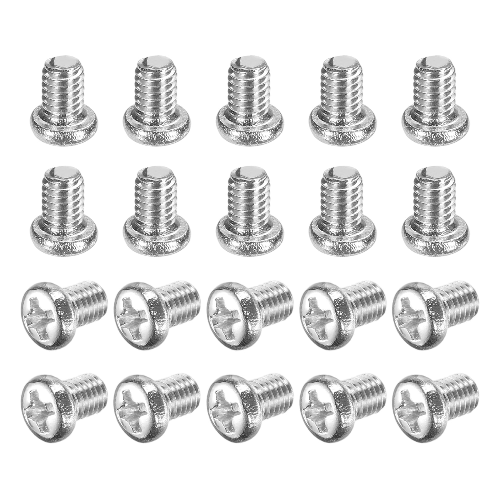 sourcing map 100 Pcs M4x6-0.7mm Phillips Pan Head Machine Screws, Carbon Steel Full Thread