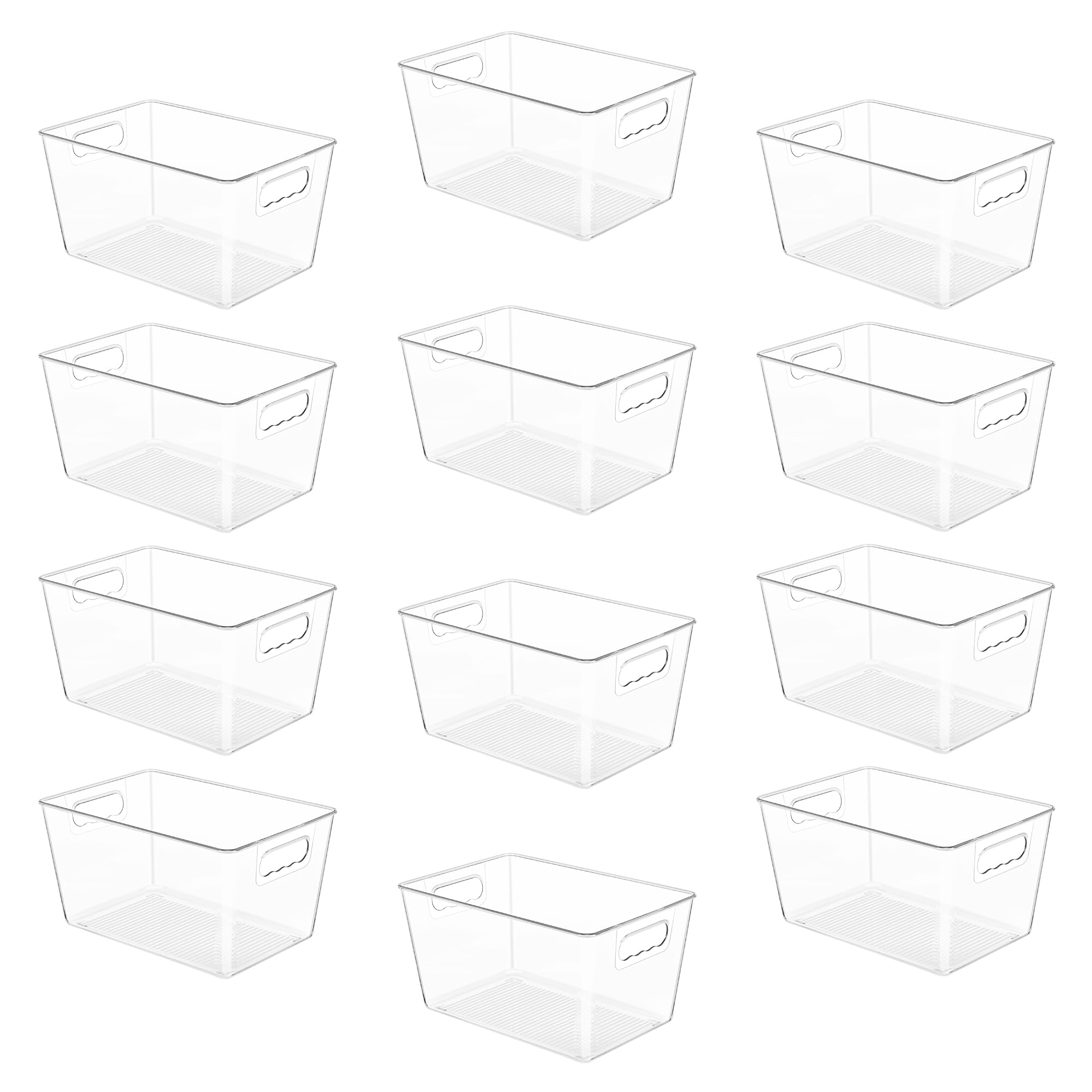 YIHONG 12 Pack Clear Storage Bins, Pantry Organizer Bins with Handle, Large