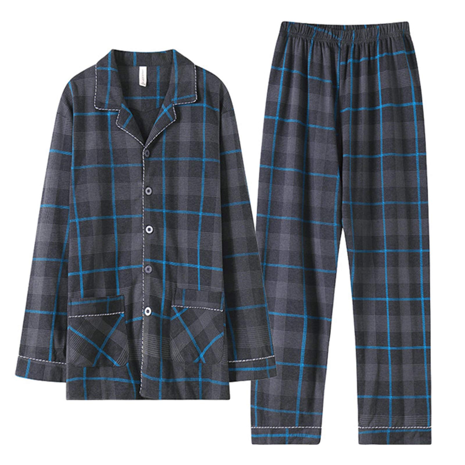Ensemble pyjama homme coton vêtement de nuit doux taille 2XL chemise nuit boutonnée