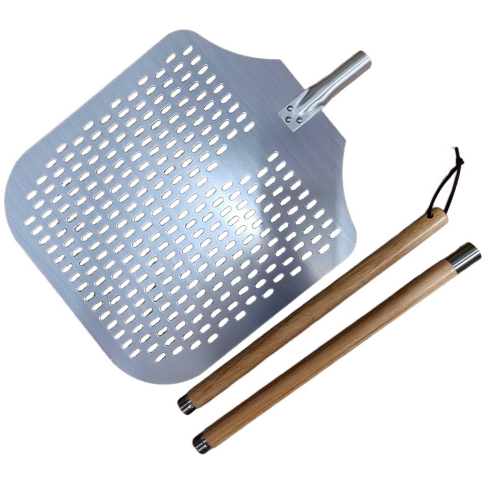 Pizzaschaufel Abnehmbar Aluminium, 16 Zoll, Groß, 2-Teilig, 142 Cm Gesamtlänge, Quadratisch, Mit Löchern