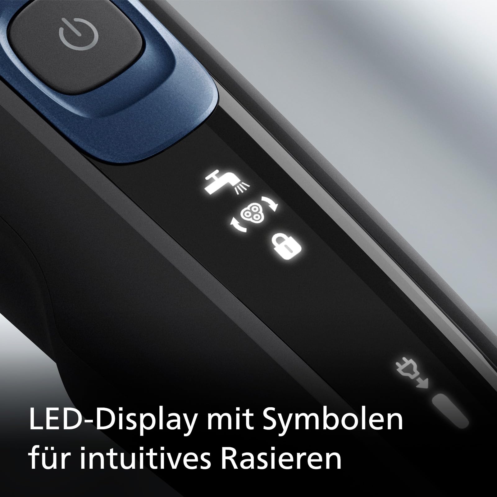 Philips Shaver 5000 – Elektrischer Rasierer für Herren: Nass- und Trockenrasur in Metallic-Blau mit Präzisionstrimmer & weicher Transporttasche (Modell S5465/18)