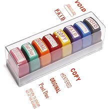 WAFJAMF Office Stamps Set 8-Pack Rubber Business Stamp Portable Self Inking Stamp Kit for Office File Reply Work Info Handling-Red