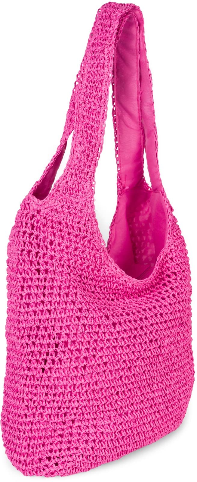 styleBREAKER Ladies Paper Straw Bag with Long Wide Handles, Beach Bag, Shoulder Bag, Braided Bag 02012397, Colour:Pink- - Image 2