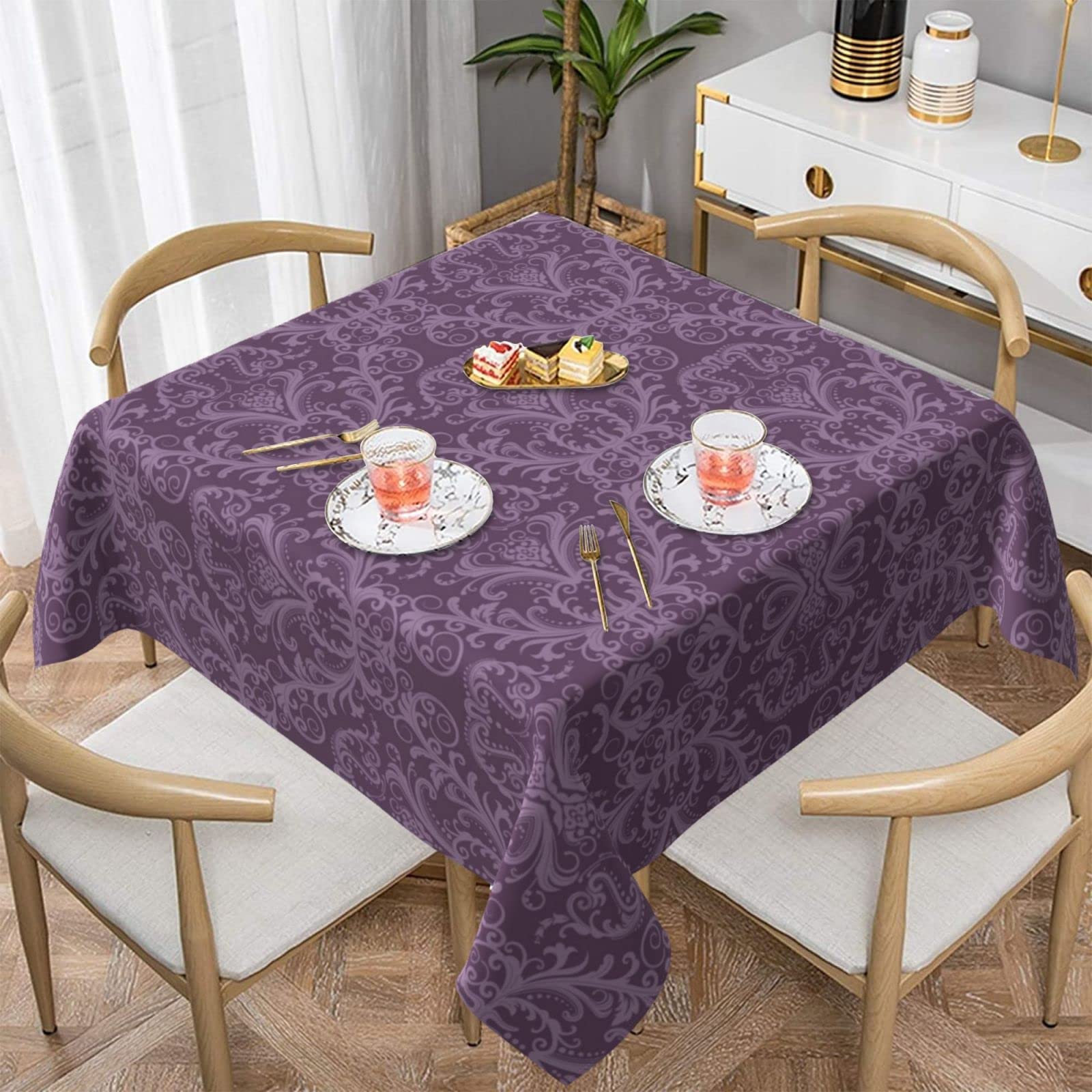 Lawenp Purple Square Wrinkle-Free Table Cloth Cover Table Decorative for Wedding Dinning Party Banquet Tabletop