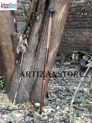 Miniatura 5 de Bastón de latón antiguo con diseño de león, cabeza de diseño vintage, bastón de madera estilo bastón de moda para hombres/mujeres/mayores/abuelos,