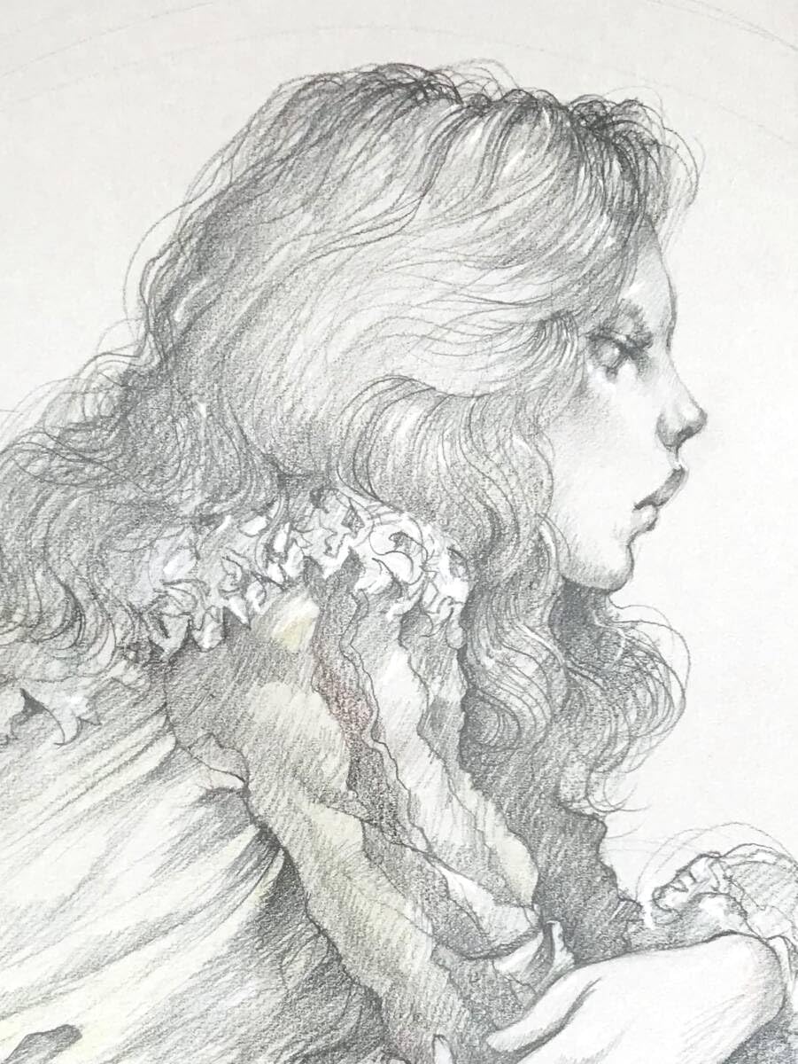 Amazon.co.jp: (R6-0011) 真作：石阪春生デッサン画 女性像 横顔