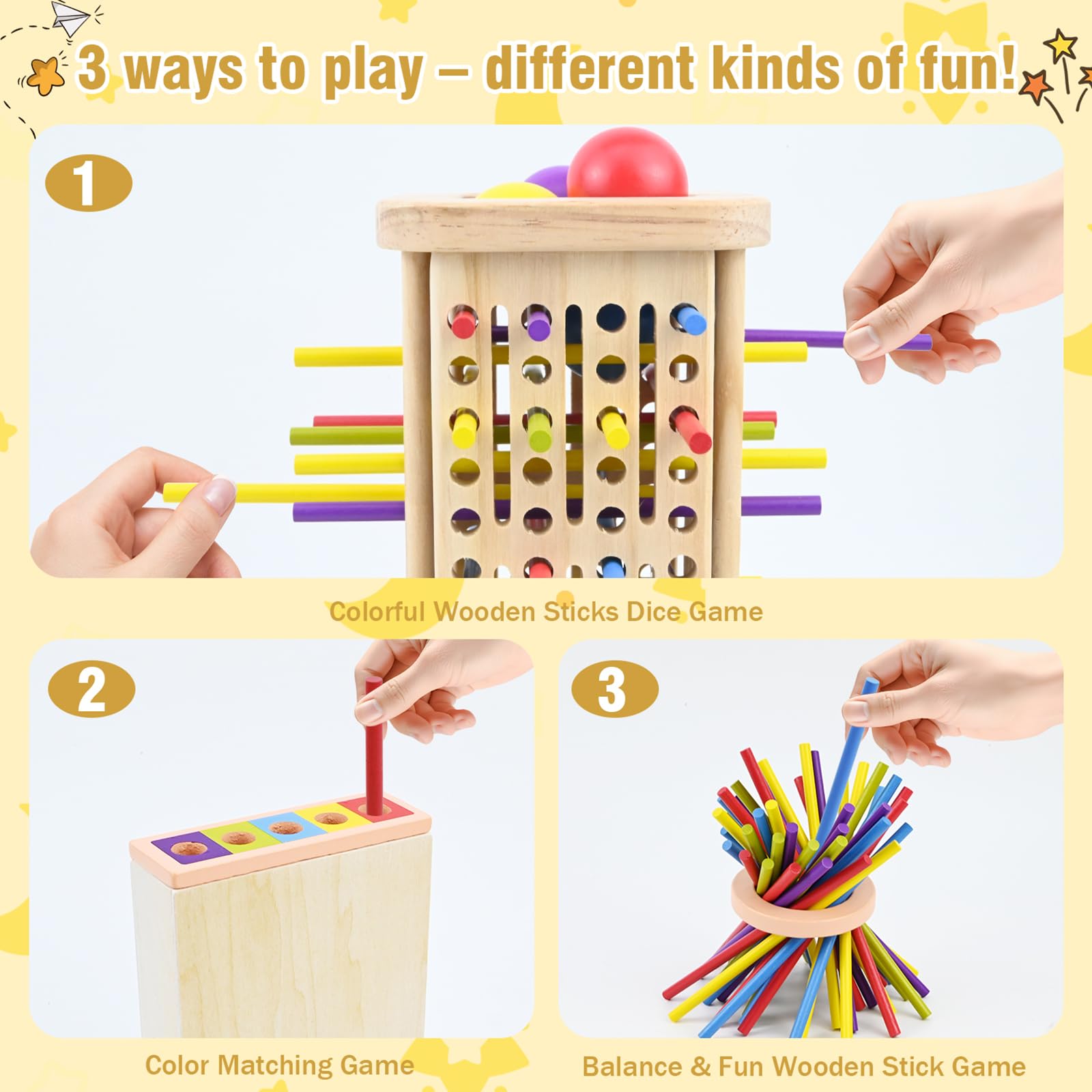 Giochi Montessori 3 4 5 6 Anni, Giochi Con Bastoncini Di Legno, Gioco Torre Bamb