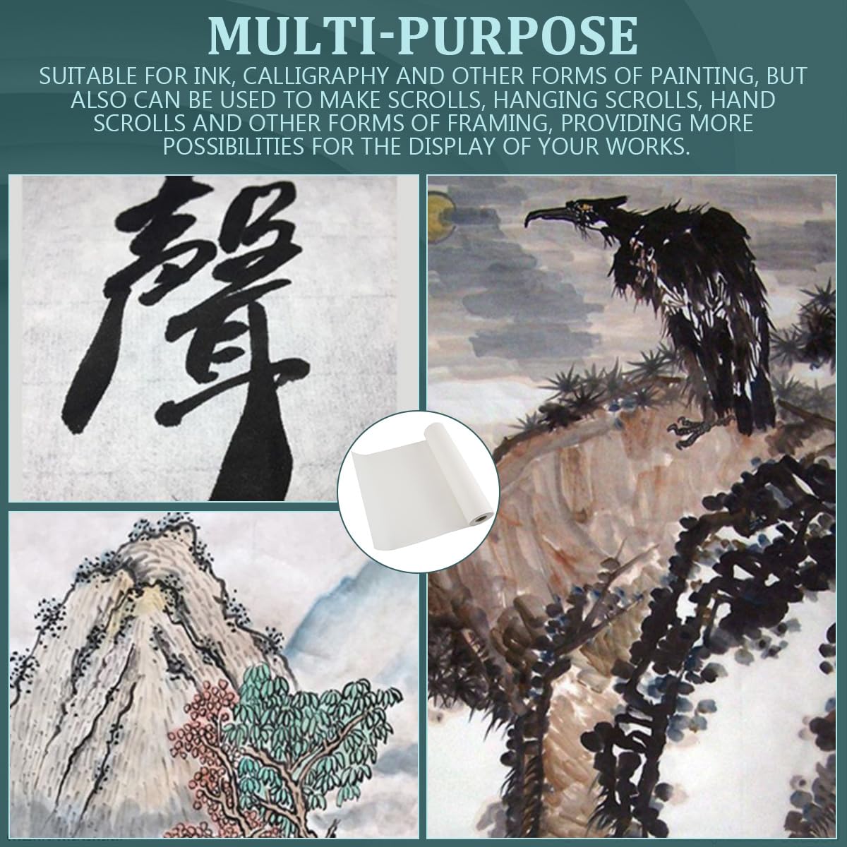 ZJIVQO Sumi Paper Xuan Papier de riz épais pour calligraphie chinoise et japonaise 35 cm x 25 m