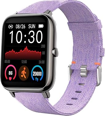 Youkei Compatible for Popglory Smartwatch Band, Breathable Nylon Woven Fabric Replacement Accessory Strap Compatible for Popglory P22 / Donerton Smartwatch Purple