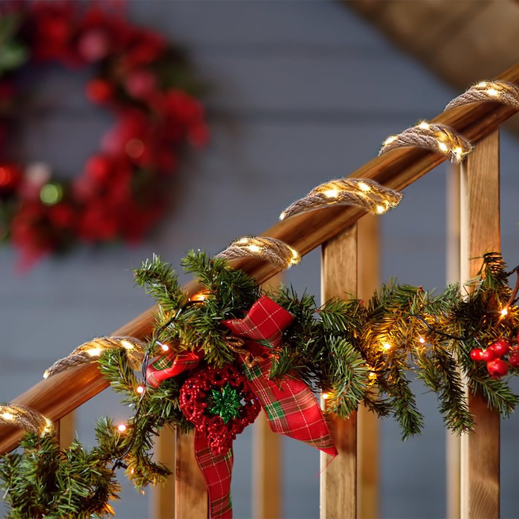 Solar Lichterkette Seil Aussen Wetterfest Sisalstern Beleuchtet Lampe Vintage LED Hanfseil Gartenleuchte Deko für Garten Terrasse Balkon Bäume Weihnachten (10M 200 LED)