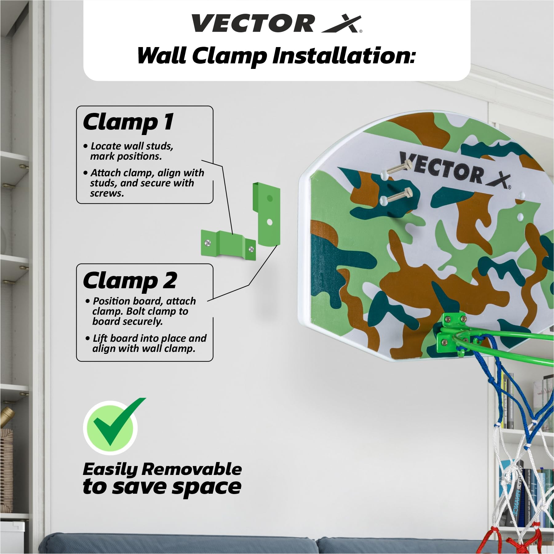 Vector X Basketball Board for Outdoor Wall Mountable 5 No Basket Ball Ring Hoop with Net for Kids, Men, Adults -Medium Size 4