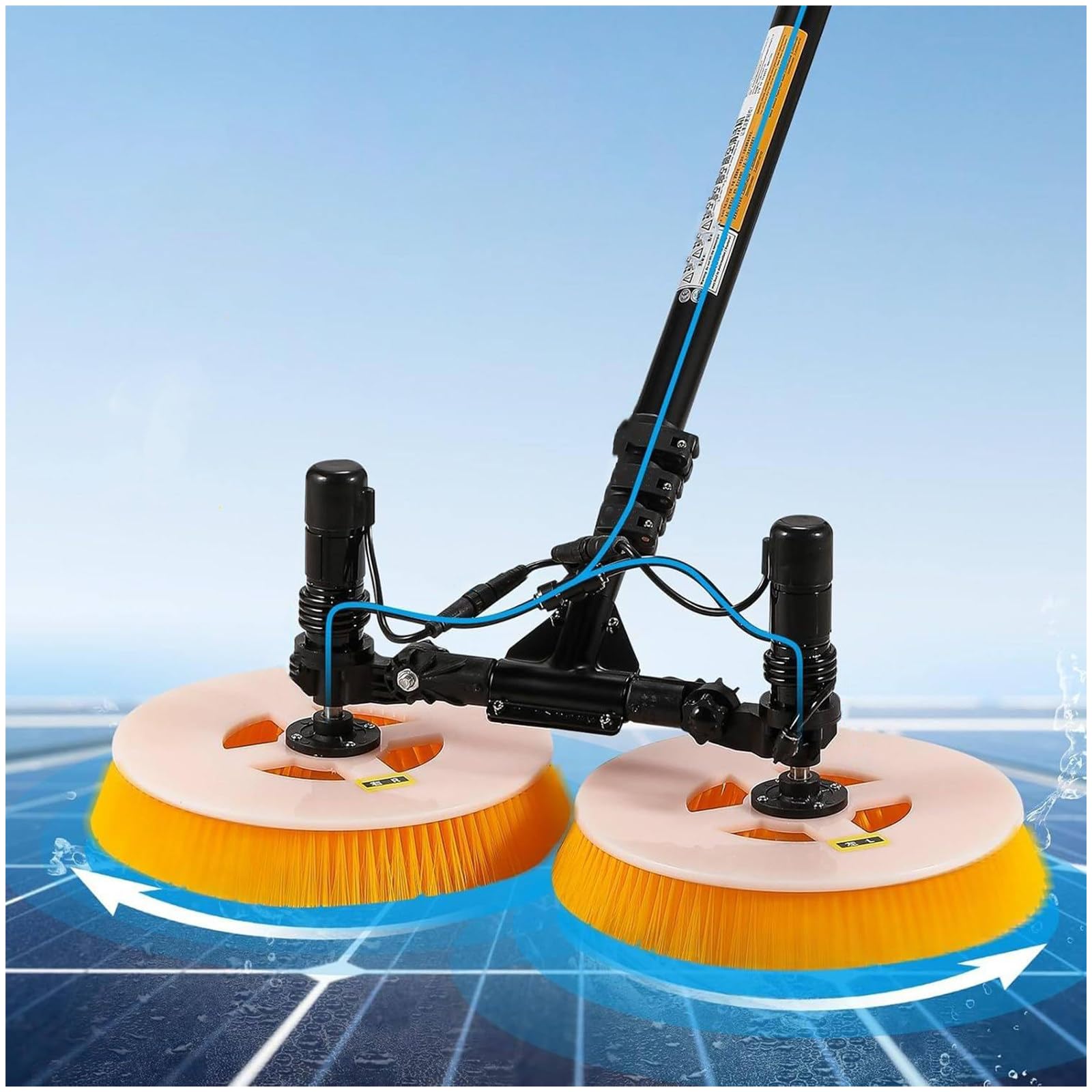 AYCDL Electric Solar Panel Cleaning Brush with Telescopic Water Fed Pole Kit, 65cm Wide Outdoor Window Washing Tool, Lithium Battery Powered, 7.5m/24ft Reach for Effo,Lithium Battery-7.5m/24ft
