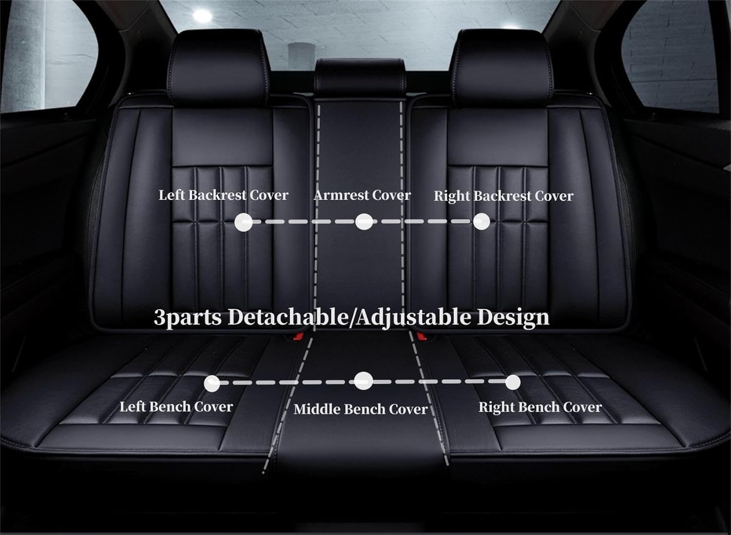 Universal Fit Waterproof Breathable Nappa Leather Automotive Vehicle Car Seat Covers Set Cushion Protector for Sedan SUV