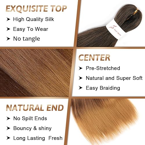 Miniatura 3 de Extensiones de cabello trenzado preestirado de 16 pulgadas, extensiones de cabello trenzado degradado con ajuste de agua caliente, cabello sintético