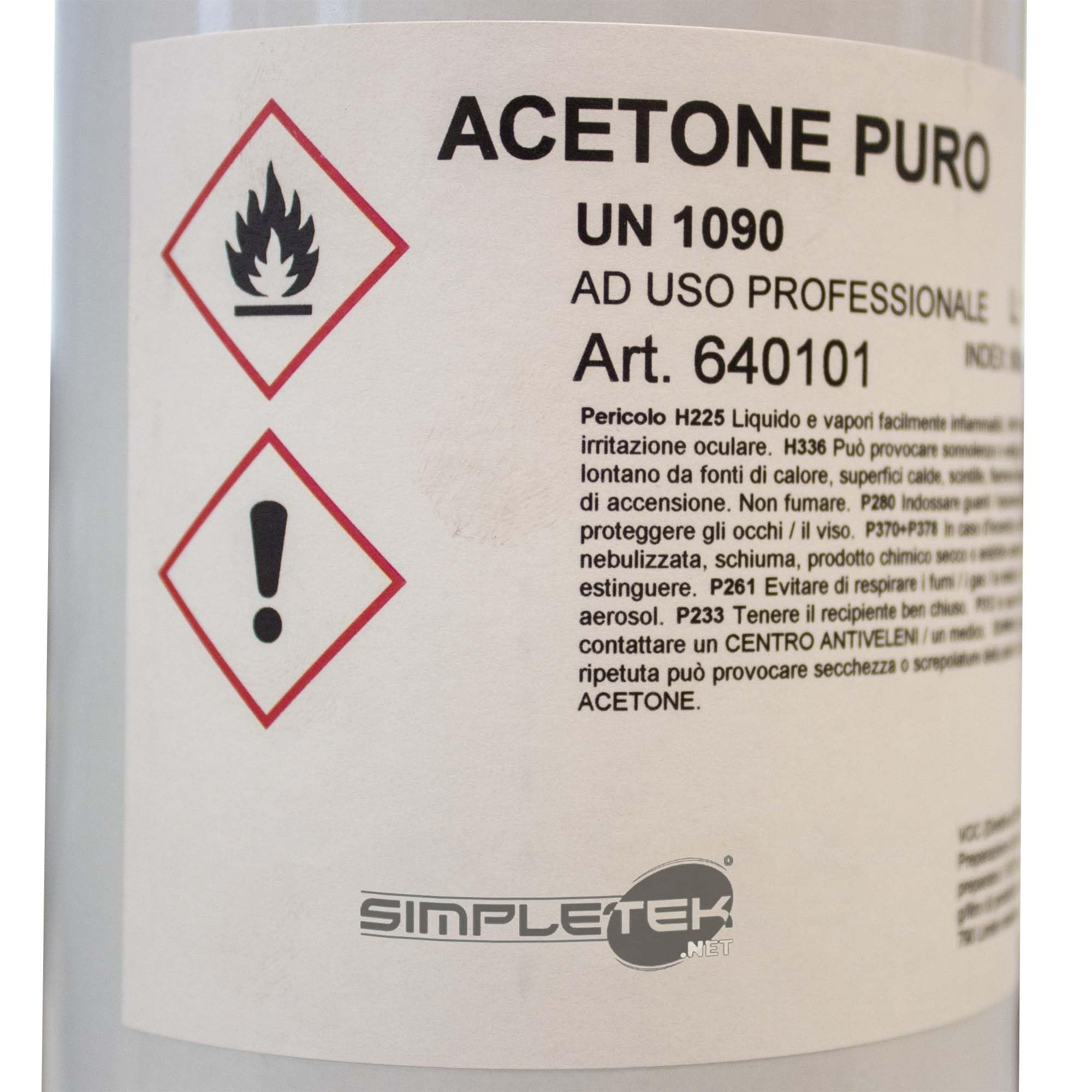 SIMPLETEK - Acetone per Rimozione Smalto Unghie Puro Vernici Macchie Grasso 1000 ml