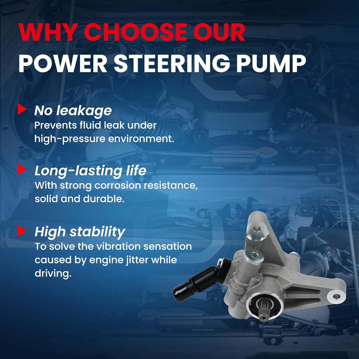 MOCA Power Steering Pump Compatible with 2004-2008 for Acura TL Base 3.2L V6 3210cc, 2005-2008 for Honda Pilot EX/EX-L/LX 3.5L V6 3471cc, 2008 for Honda Pilot SE-L 3.5L V6 3471cc