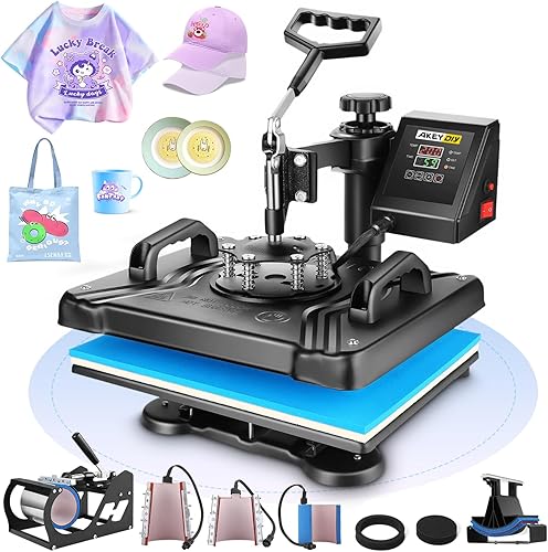 Miniatura 10 de Máquina de prensa de calor para camisetas, máquina de transferencia de calor 5 en 1, prensa de impresión de calor de 12" x 15" para sublimación