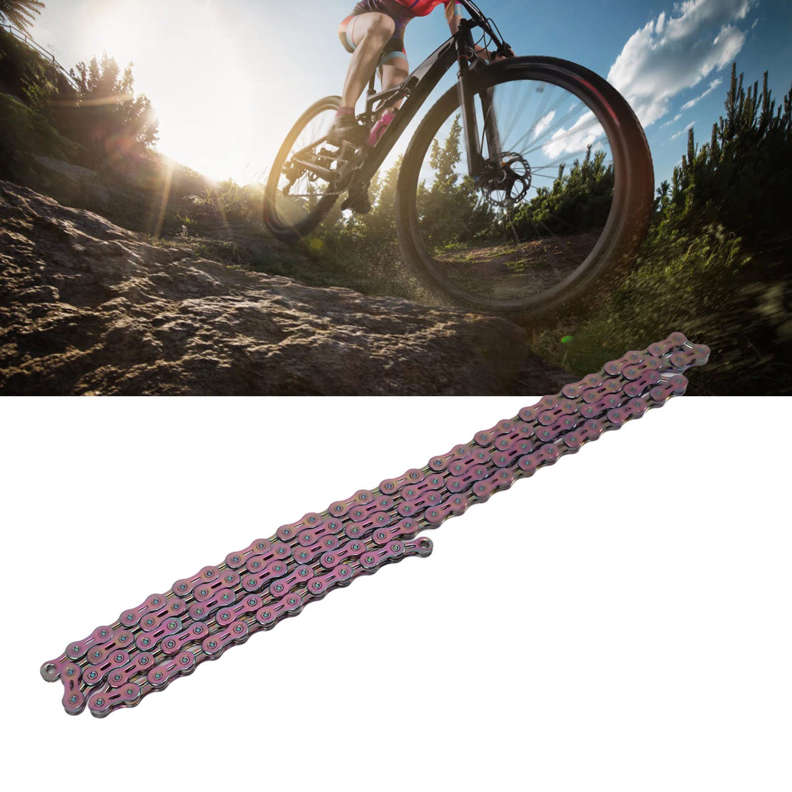 Septpenta Chaîne de Vélo À Vitesse Variable Semi Creuse À 10 Vitesses, Dispositif À Chanfrein Externe, Chaîne de Vélo pour Le Cyclisme sur Route et Montagne, Intégrée avec des Axes À Haute Résistance