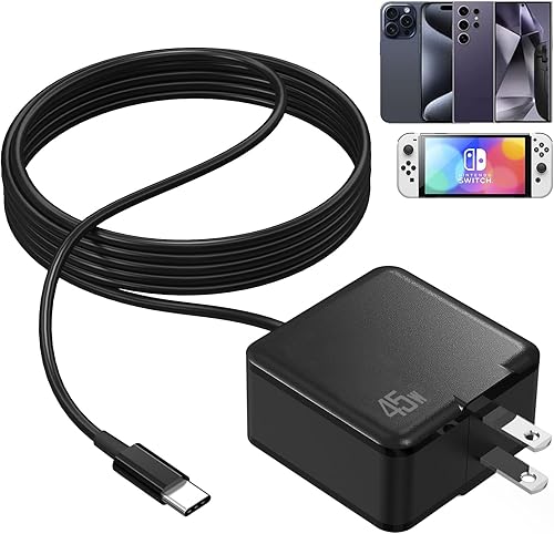 Cargador rápido de 45 W, cargador USB C con cable de carga de 6 pies, cargador de viaje portátil para Nintendo SwitchLiteOLEDDock, Tablet PC,