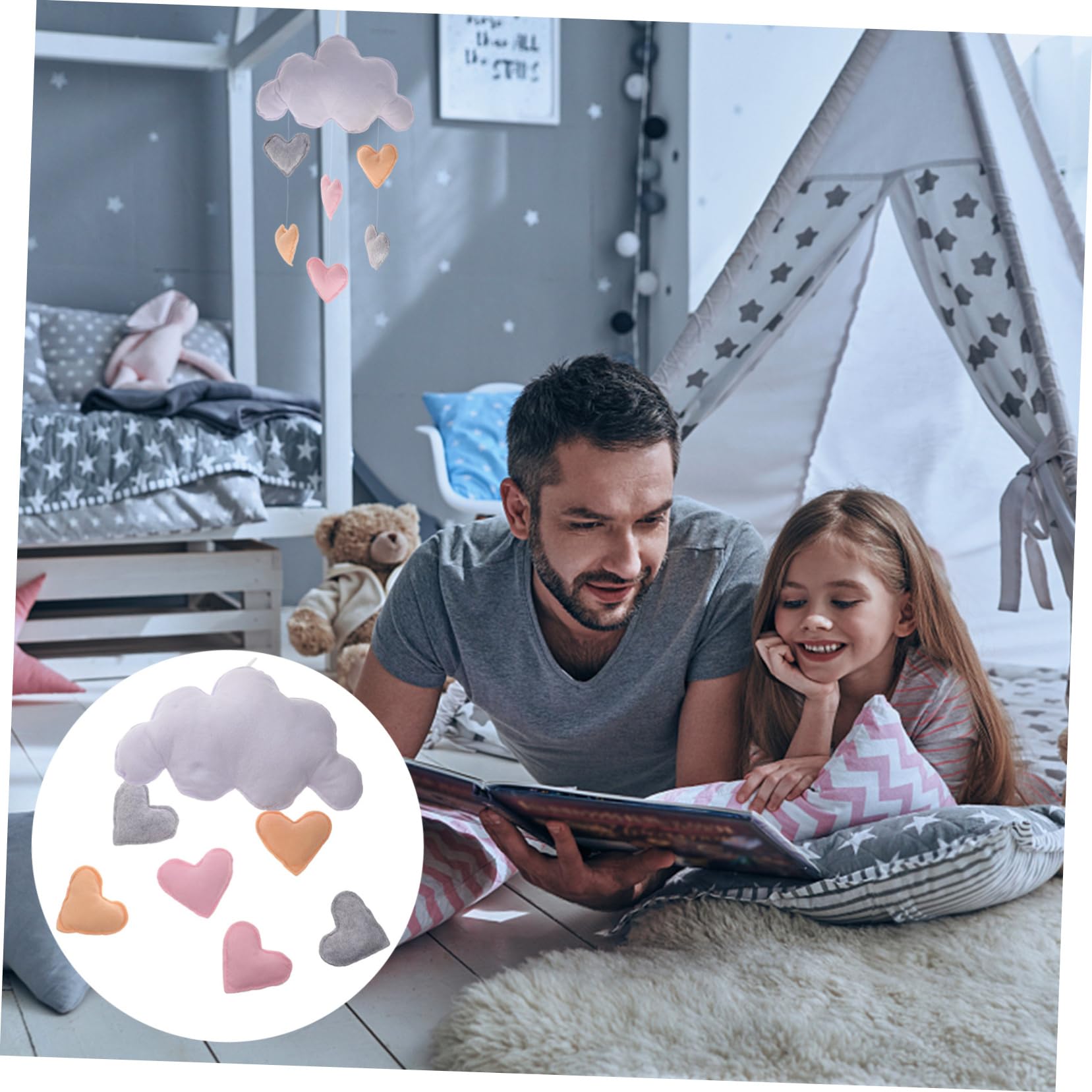 Toyvian Decoración Colgante Nube Gotas Lluvia Adornos Infantiles Habitación Diseño Nube Corazón