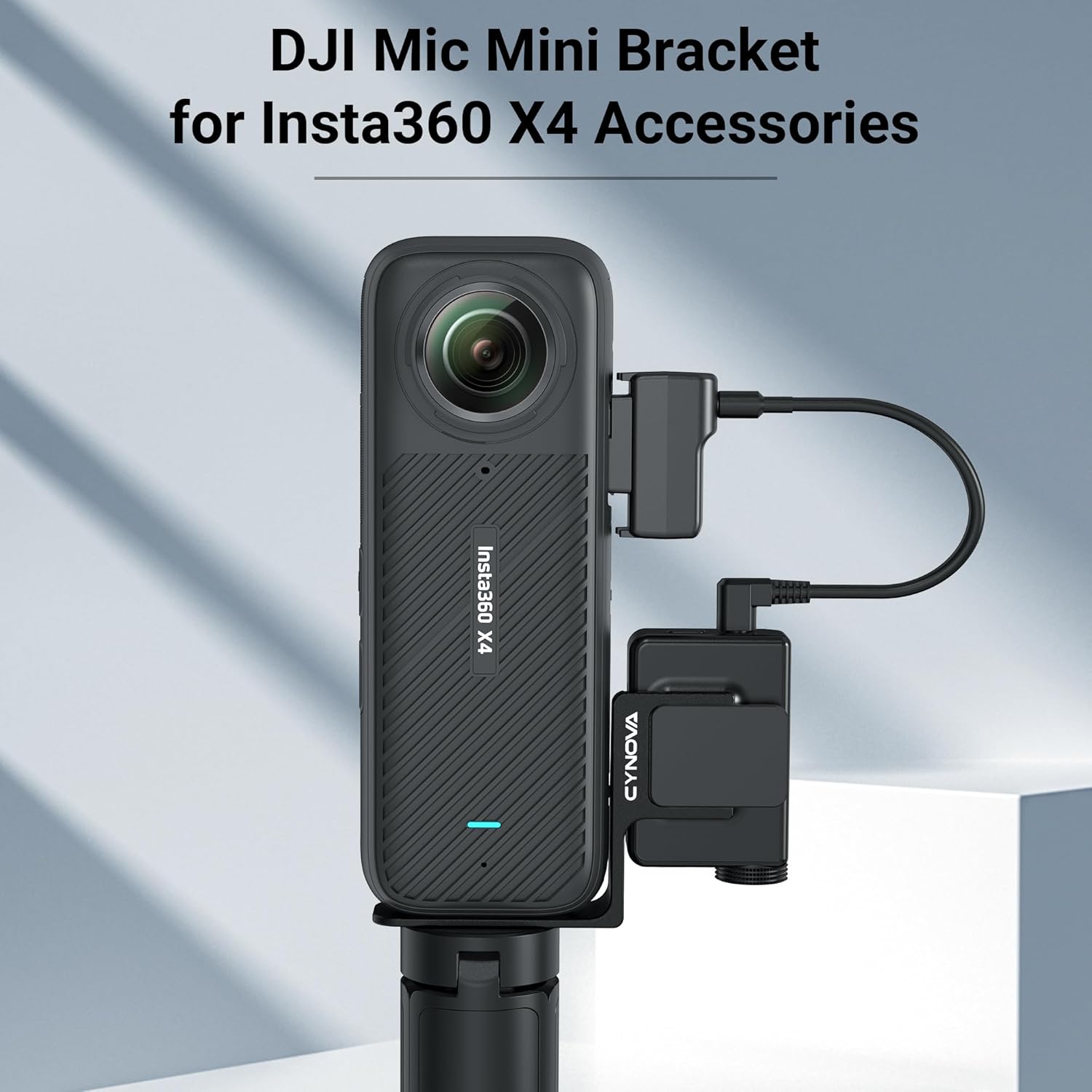 CYNOVA Insta 360 X4 DJI Mic Mini Mount, Invisible Mic Bracket for Insta360 X4 Accessories, Compatible with Insta360 X4 / X3(with 3.5mm Audio Cable) - Image 4