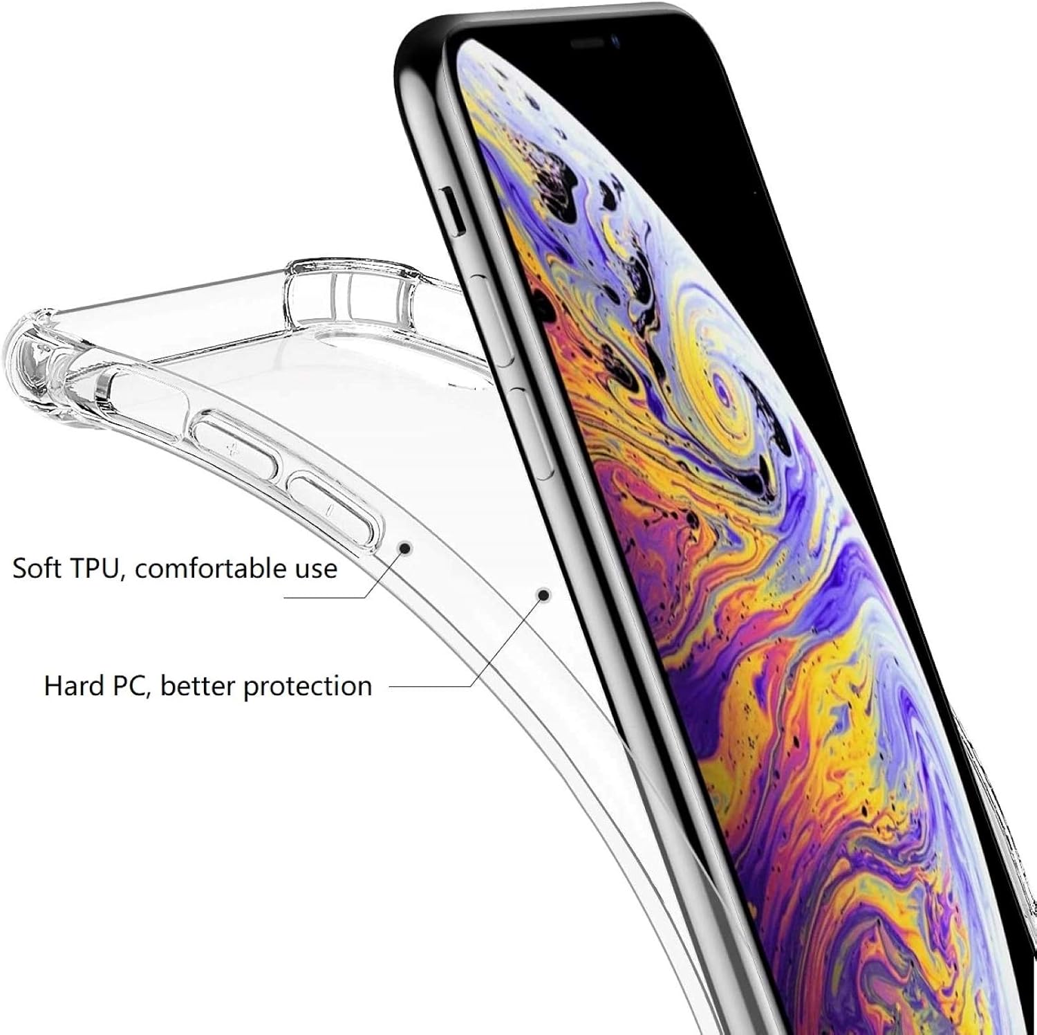 CNPGD Compatible with iPhone Shockproof Case (Crystal Clear, iPhone Xs Max)