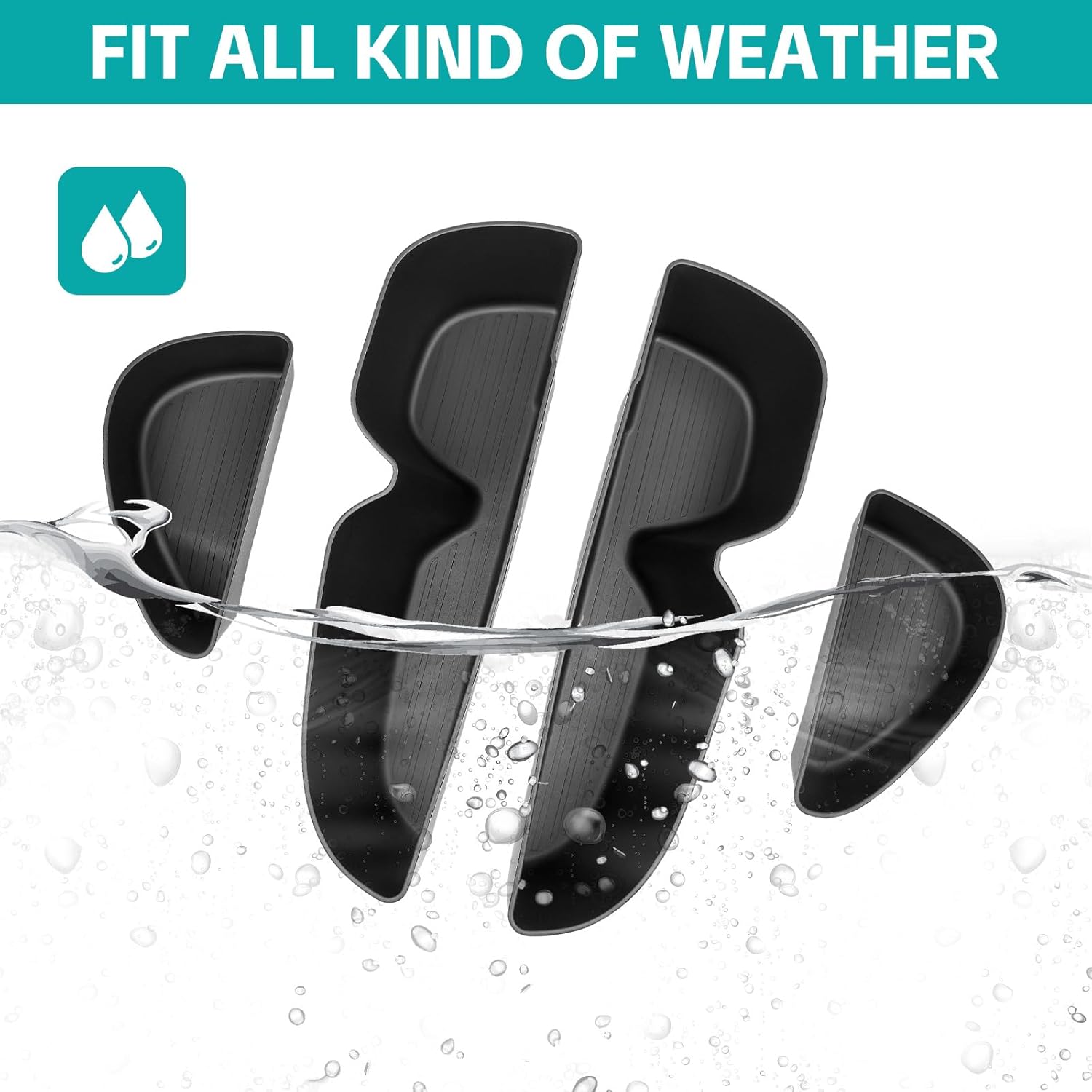 Door Side Storage Box Compatible with 2019-2025 Toyota RAV4 Accessories, Front & Rear 4PCS Door Handle Insert Organizer Tray, TPE Phone Pockets Fit for RAV 4 RAV-4 Accessories