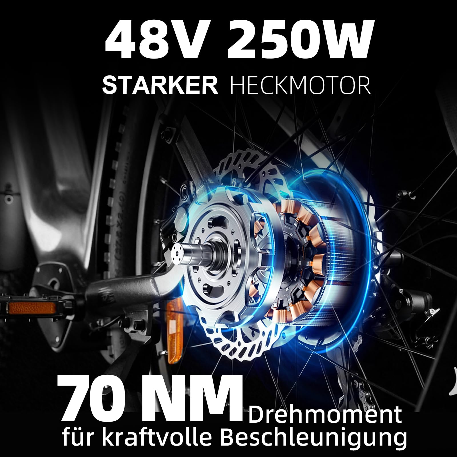 ttgo Vélo électrique Z3 27,5", pour homme et femme, Pedelec avec batterie 48 V 15 Ah, portée jusqu'à 120 km, moteur arrière 250 W 70 Nm, Shimano 7 vitesses, freins à disque hydrauliques StVZO, cadre