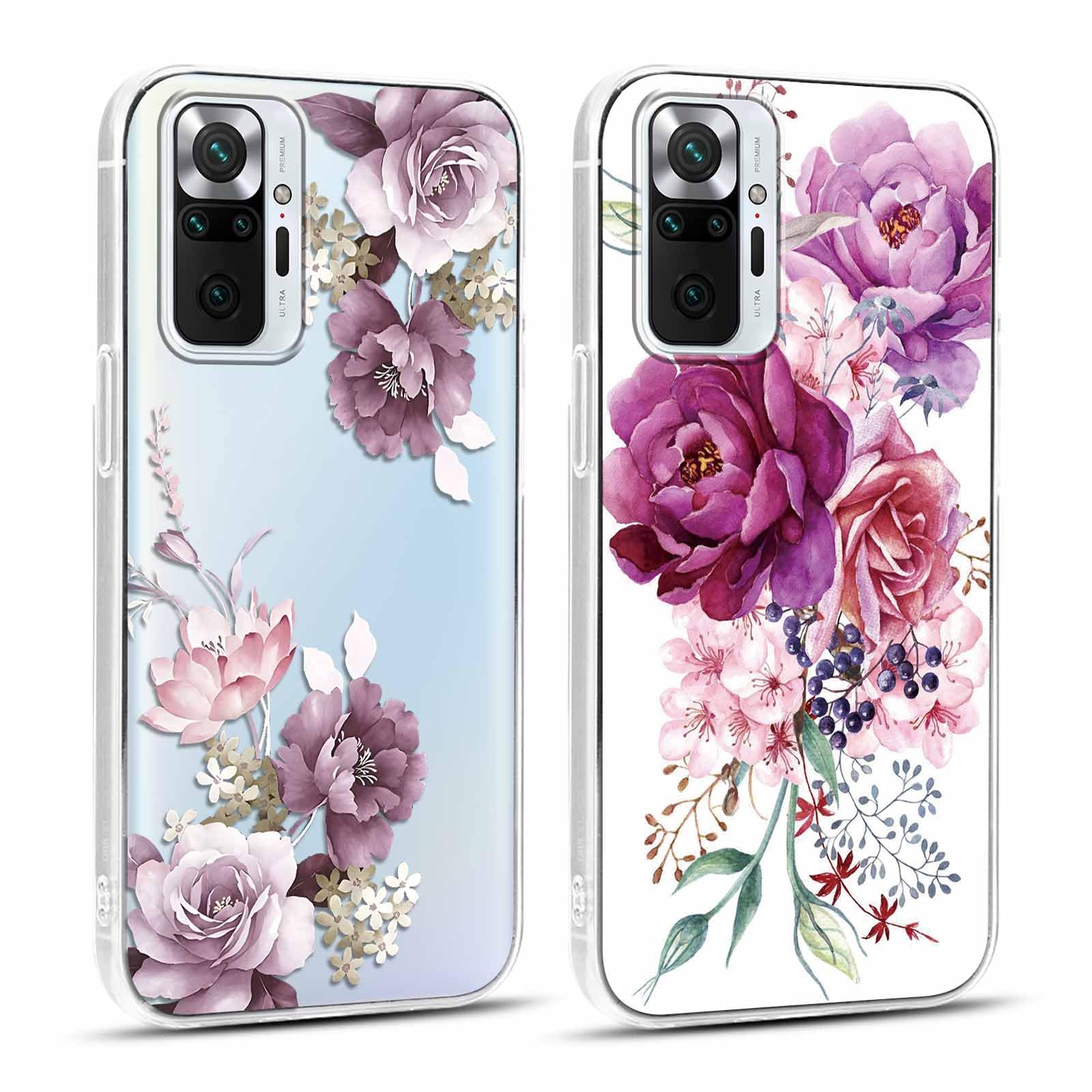 Handyhülle Xiaomi Redmi Note 10 Pro - Transparente Blumen-Hülle Aus Weichem Silikon, Stoßfest & Kratzfester Schutz