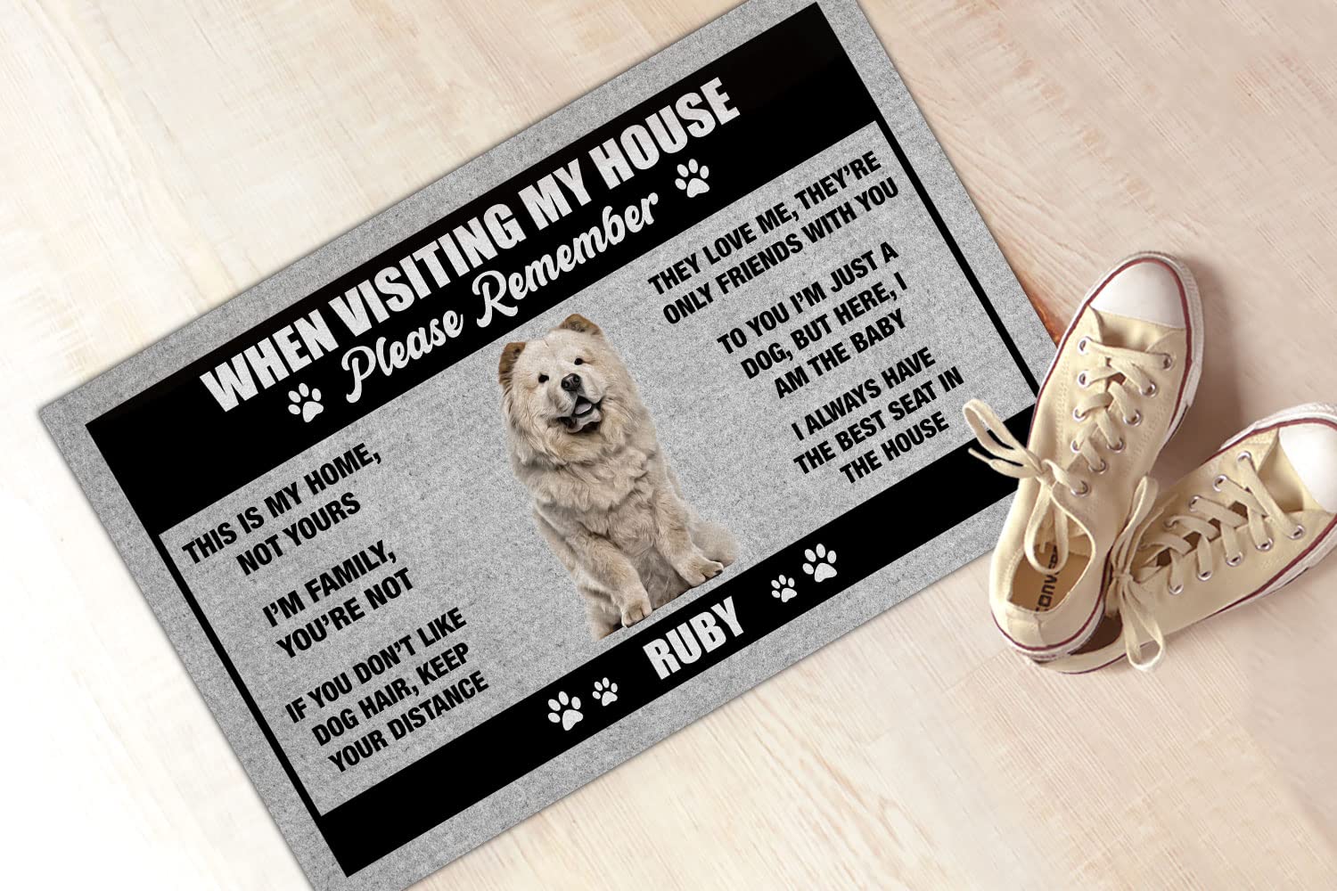 kobalo Personalized Chow Chow Kitchen Home Rug Non-Slip Carpet 16x24 Inch Indoor Entryway Doormat When Visiting My House Please Remember Gifts for Dogs Lover Dog Owner