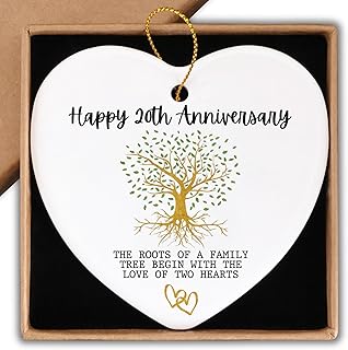 20th Anniversary Marriage Gifts for Couple Happy 20th Anniversary Ornament Keepsake Sign Heart Plaque Anniversary Romantic Couple Wedding Engagement Gifts for Her Him Wife Husband