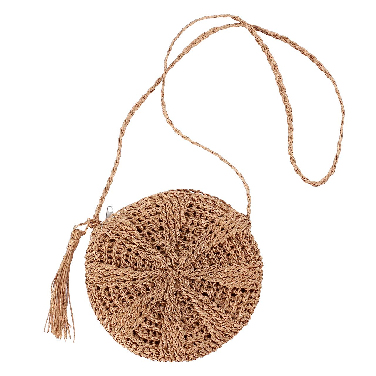 CHIC DIARYSmall Straw Crossbody Bag Women Weave Rattan Shoulder Bag Beach Shoulder Purse with Tassel