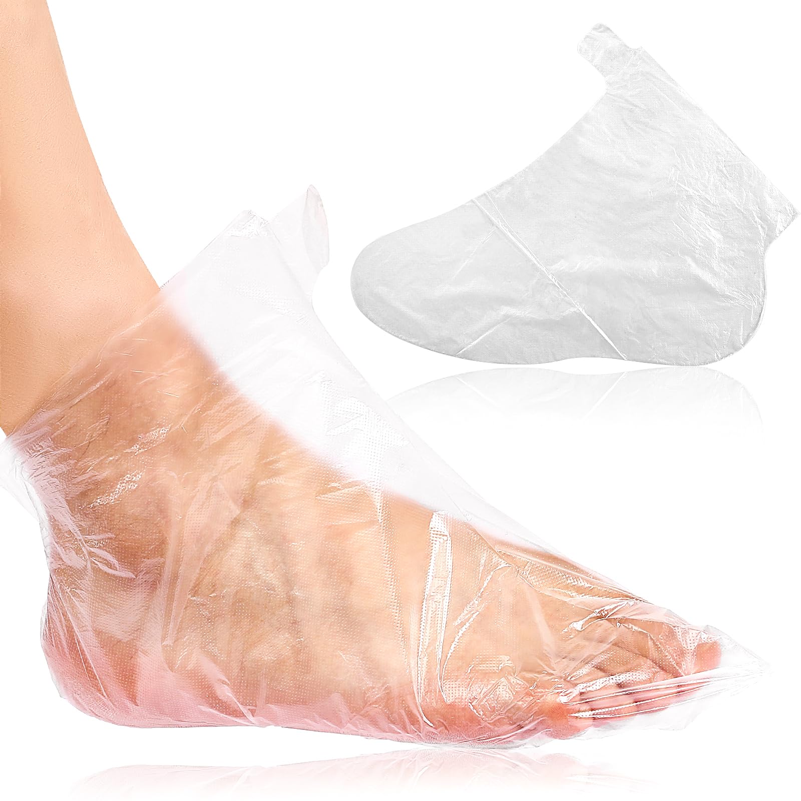 Lot de 100 couvre-pieds en plastique pour pieds - Jetables - Pour le bain de paraffine, la pédicure, le spa, les chaussures