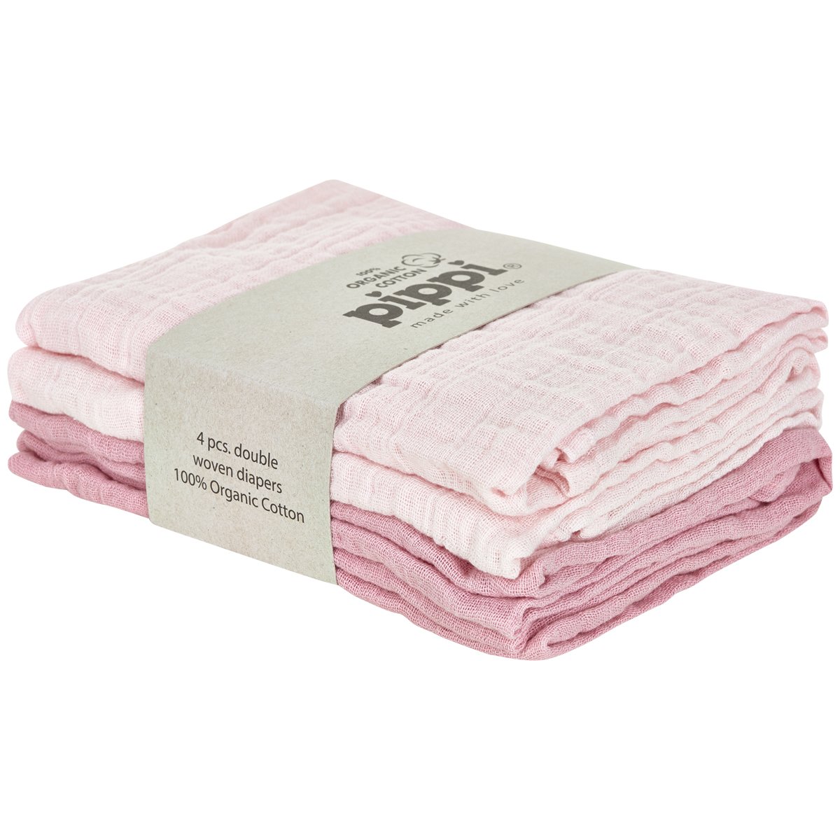 Pippi Unisex Baby 4er Pack Stoffwindeln, Spucktücher, Kuscheltücher oder Windeltücher, Geeignet Badebekleidungsset