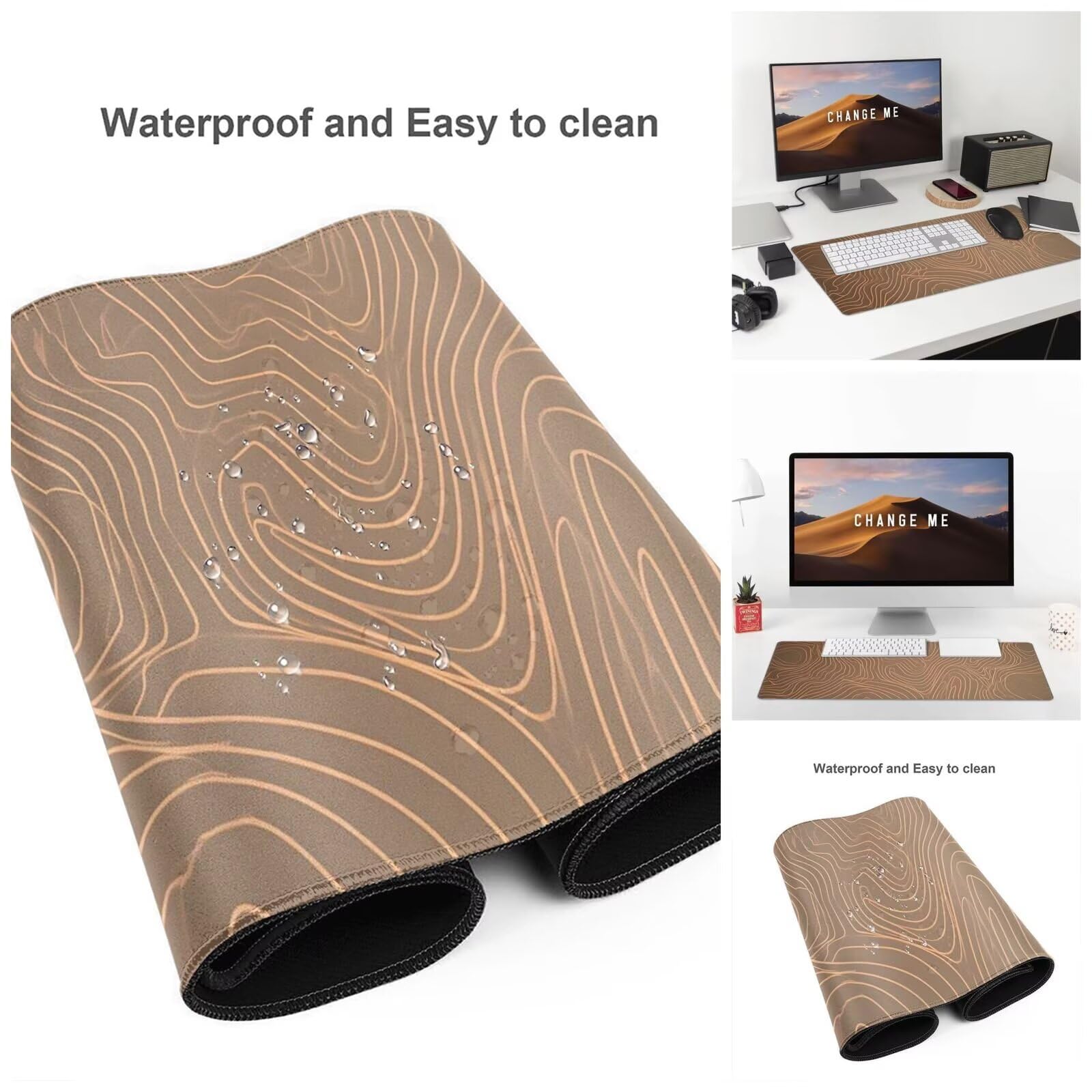 Alfombrilla Ratón Abstracto Alfombrilla Ratón XXL 1600 x 800 mm, Líneas Mouse Pad Gaming con Bordes Cosidos, Impermeable Mousepad XXL Base de Goma Antideslizante Duradera, Mouse Pad para Oficina Q490
