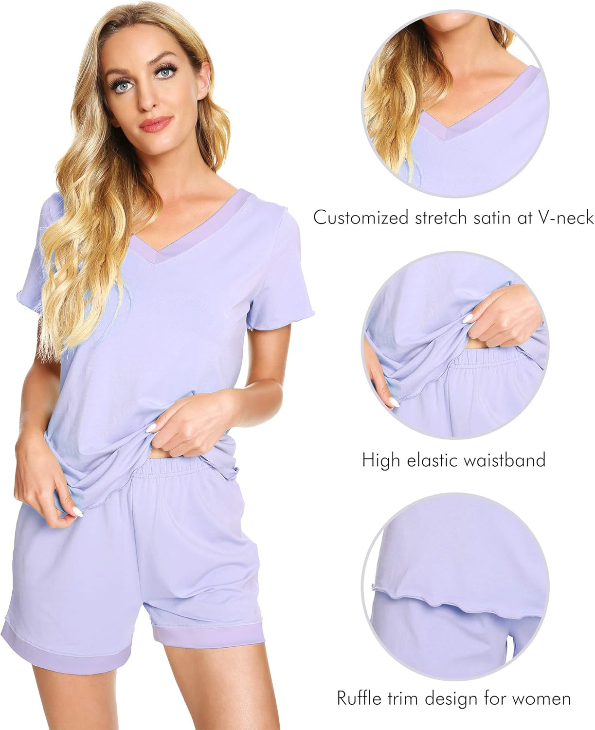 WiWi Viscose from Bamboo Pajamas Set for Women Super Soft Short Sleeve Cooling Summer Plus Size Pjs Sets Sleepwear S-4X - Image 4