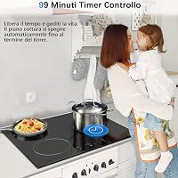 NOXTON 60 cm-es Indukciós Főzőlap 3 Égővel, 3500W, Érintésvezérlés és Időzítő 7