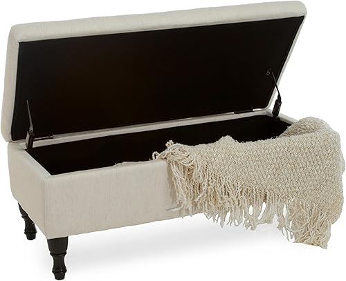 Miniatura 9 de Ball & Cast Banco otomano tapizado con canal copetudo, banco de entrada con marco de metal, 43 pulgadas, color gris oscuro