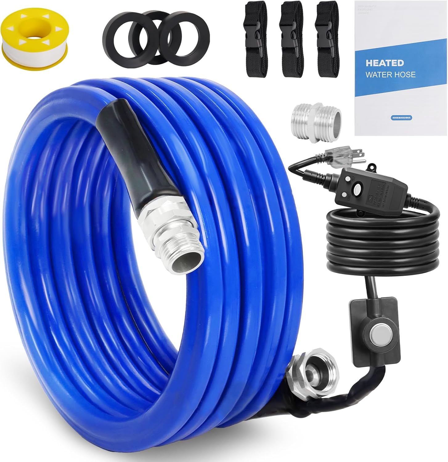 15FT Heated Water Hose for RV, -45°F Freeze-Proof Drinking Water Hose with Thermostat, 5/8" ID, BPA-Free Lead-Free, Flexible Winter Antifreeze Hose for RV, Camping, Garden