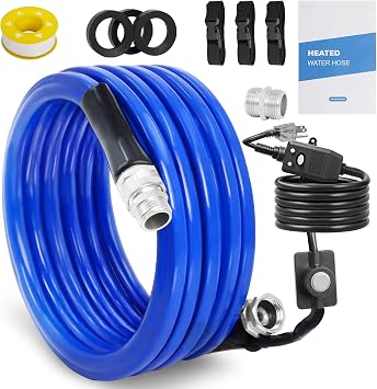 15FT Heated Water Hose for RV,45F Freeze Protection, 5/8-Inch ID 450 PSI