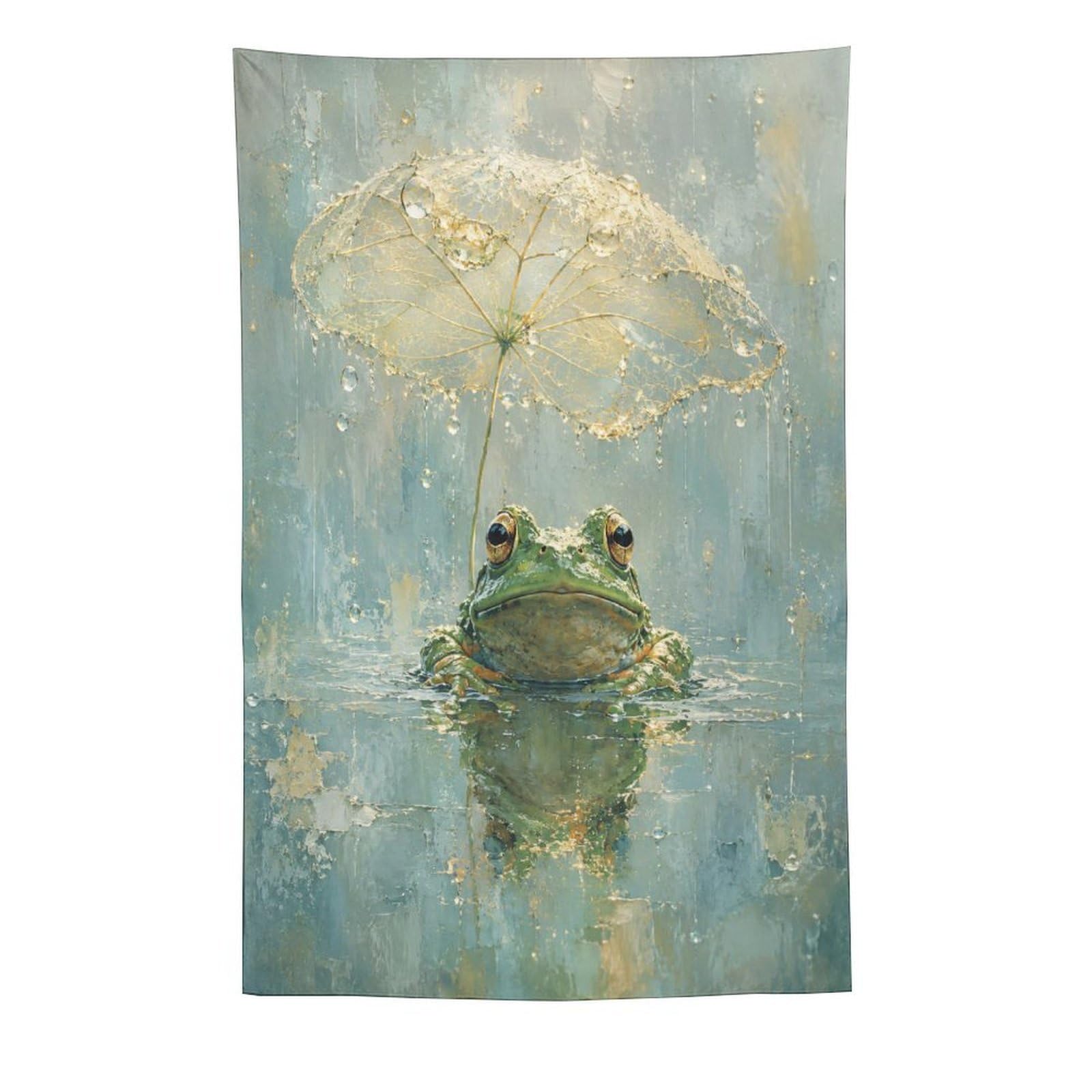 H3B8U2Y5 Watercolor Umbrella Frog Wall Tapestry, Ukiyo-e Style, Sofa Area
