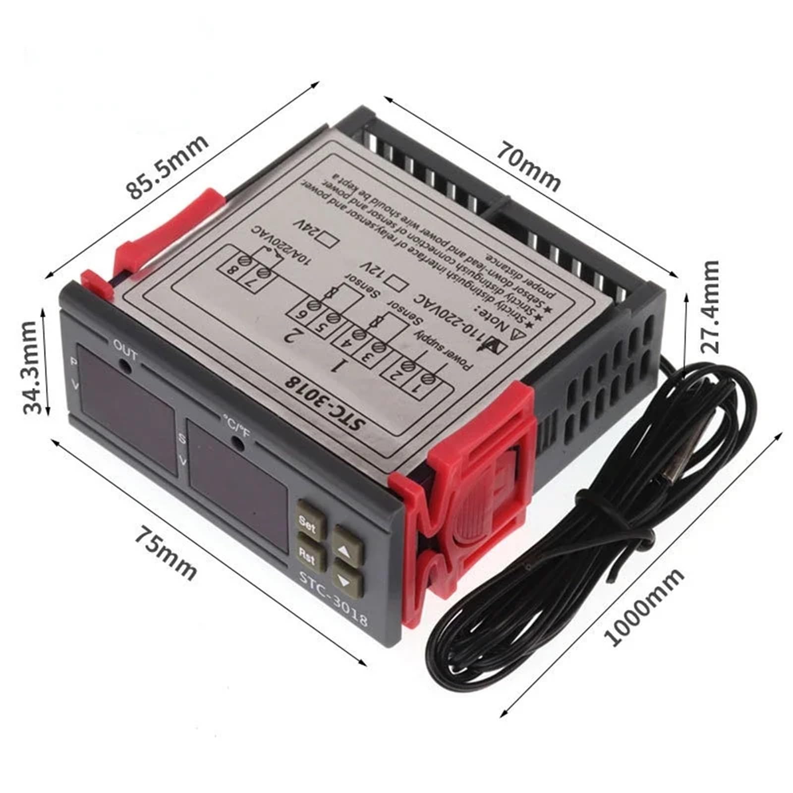 STC-3018 Regolatore di temperatura digitale Termostato Termoregolatore Sensore di temperatura Relè Riscaldamento Raffreddamento Incubatrice 12V24V(24V)