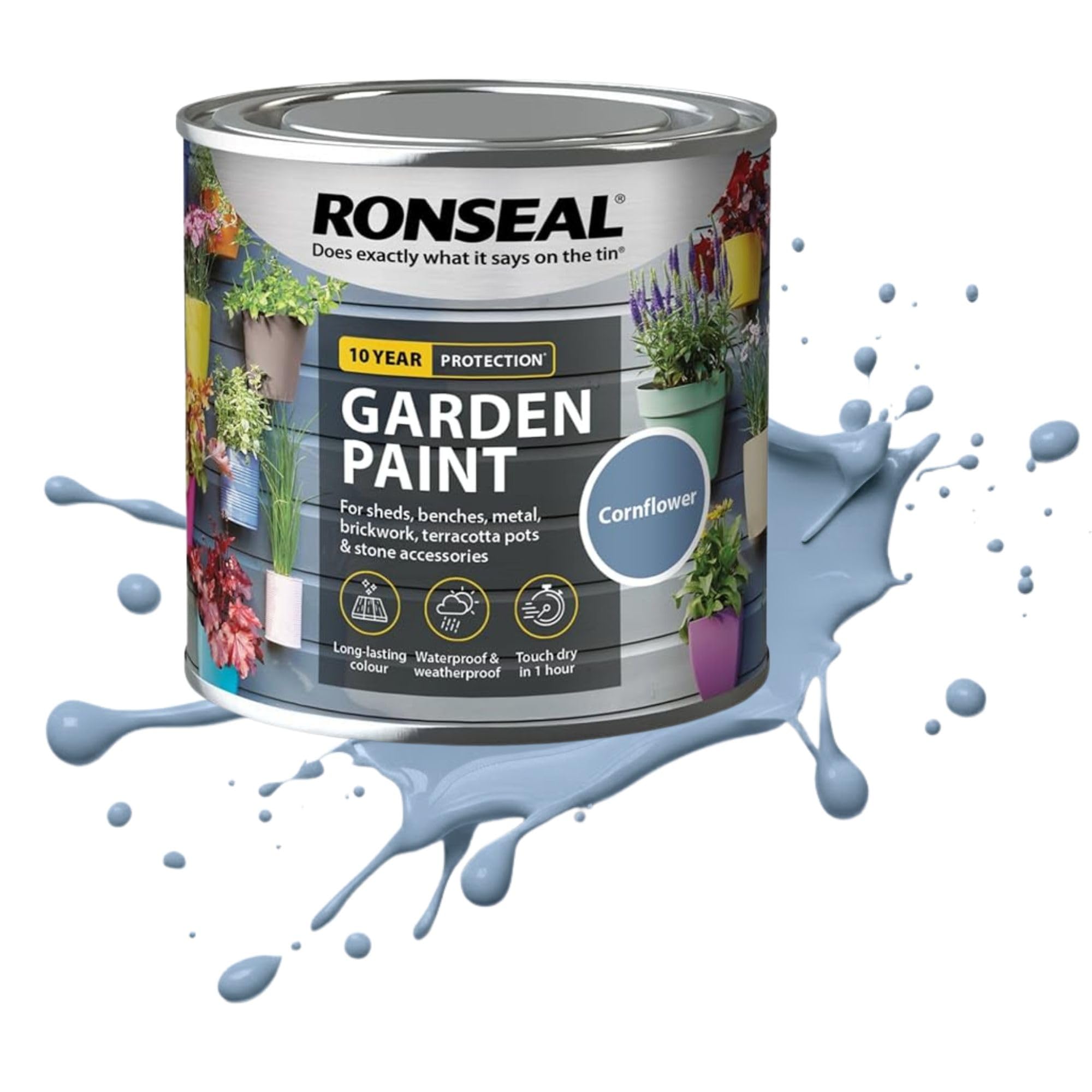 AOC24 250ML Garden Paint Cornflower, Water Based Outdoor Paints, Long Lasting Weather Resistant, Fast Drying Color for Wood, Bricks, Pots, Anti Crack Peeling DIY Paint (Cornflower, 250 M L)