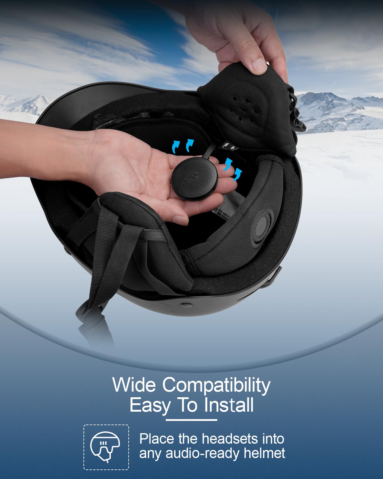 Doohoeek Kabellose Helmkopfhörer für Ski, Bluetooth Headset mit integriertem Mikrofon & IPX5 Wasserschutz, Universelle Passform & Handschuhfreundliche Steuerung für Snowboard & Ski