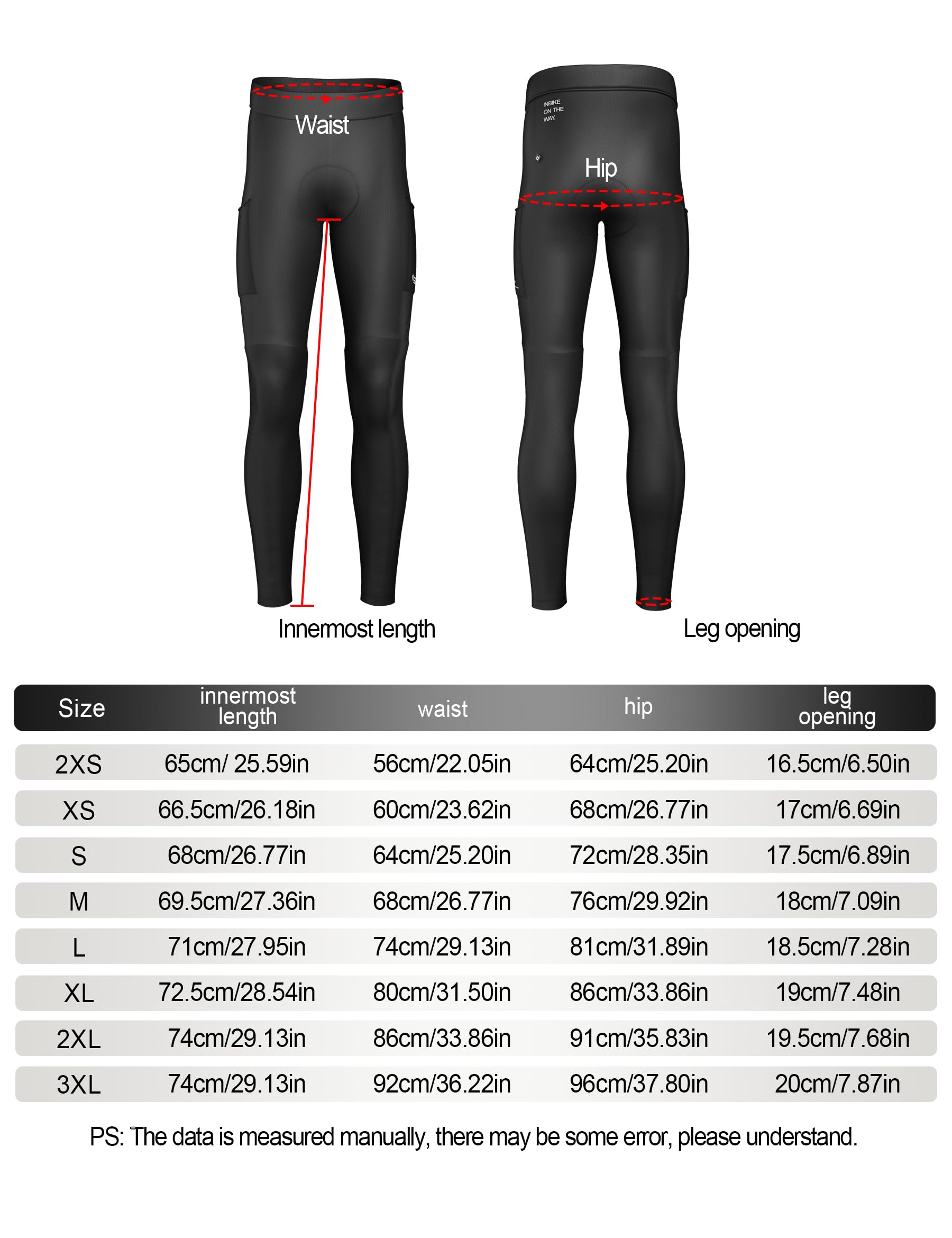 INBIKE Culotte Largo con Acolchado para Hombre Invierno de Forro Polar Térmico CR