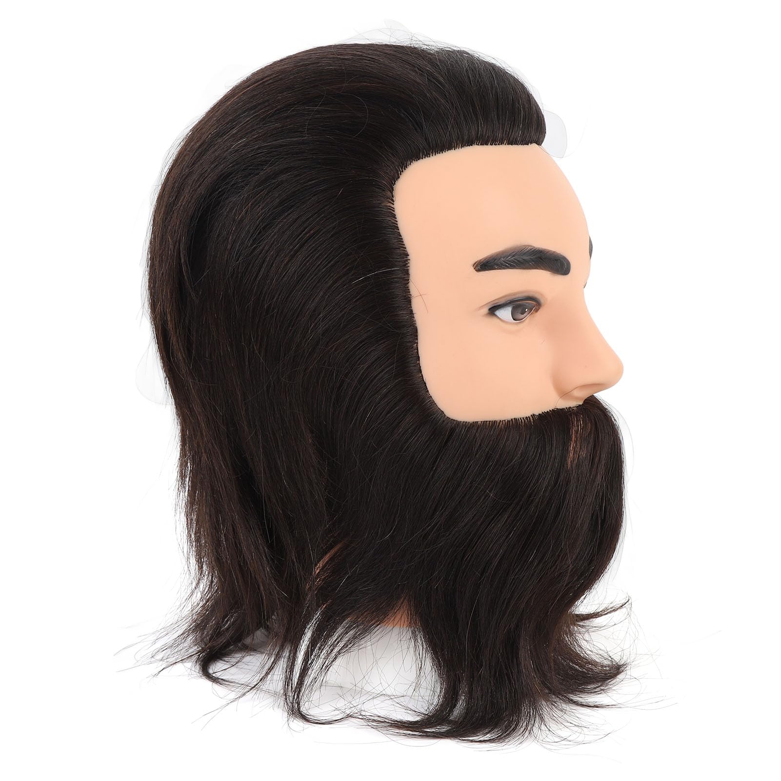 Männlicher Schaufensterkopf mit Bart, Friseur-Übungskopf für das Training im Haarstyling, realistischer Friseur‑Trainingskopf aus Harz/PVC mit natürlichen Gesichtsbehaarung für